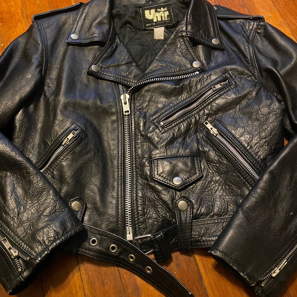Vintage 80s UNIF Black Leather Moto Jacket junior size
